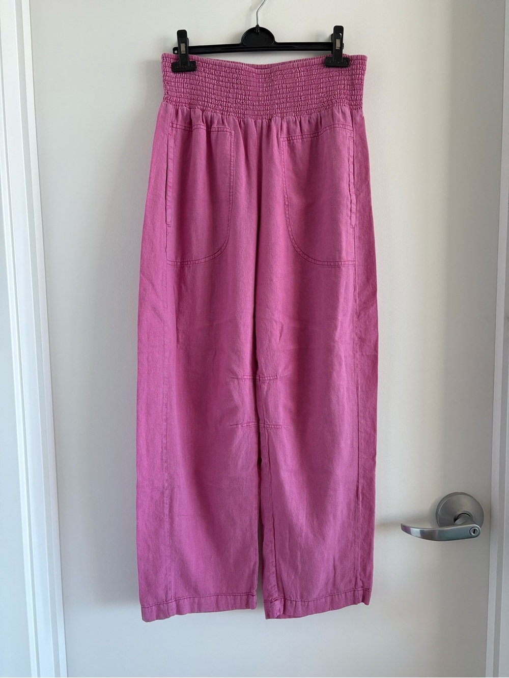 Pilcro Reese Smocked Pull-On Barrel Pants, Small Tall, Pink